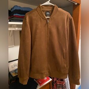Zara men’s faux suede bomber jacket